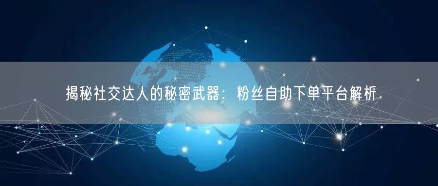 揭秘社交达人的秘密武器：粉丝自助下单平台解析