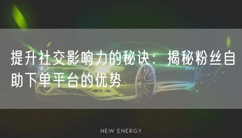 提升社交影响力的秘诀：揭秘粉丝自助下单平台的优势