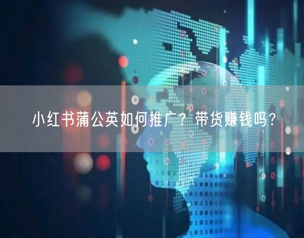 小红书蒲公英如何推广？带货赚钱吗？