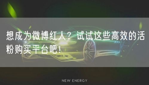 想成为微博红人？试试这些高效的活粉购买平台吧！
