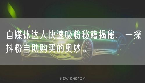 自媒体达人快速吸粉秘籍揭秘，一探抖粉自助