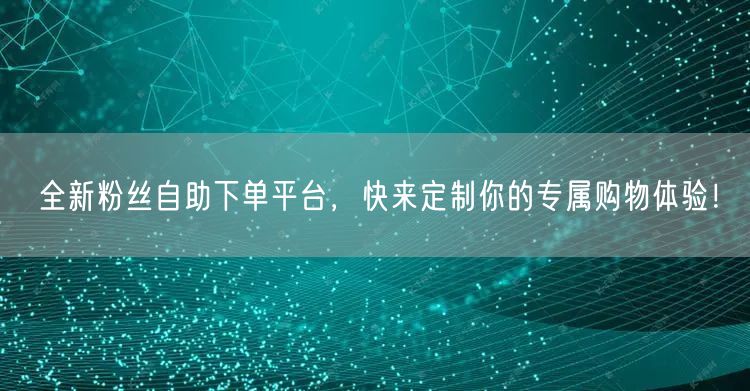 全新粉丝自助下单平台，快来定制你的专属购物体验！