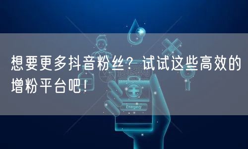 想要更多抖音粉丝？试试这些高效的增粉平台吧！