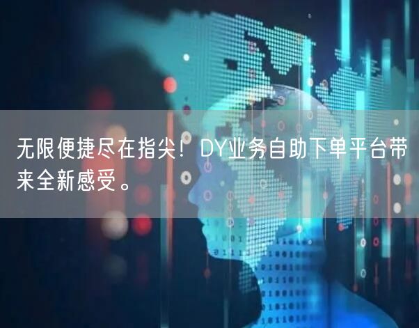 无限便捷尽在指尖！DY业务自助下单平台带来全新感受。