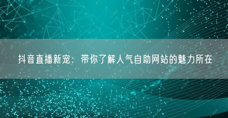 抖音直播新宠：带你了解人气自助网站的魅力所在