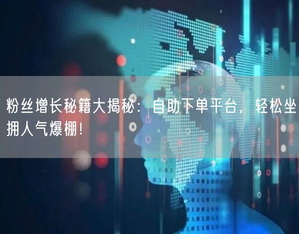 粉丝增长秘籍大揭秘：自助下单平台，轻松坐拥人气爆棚！