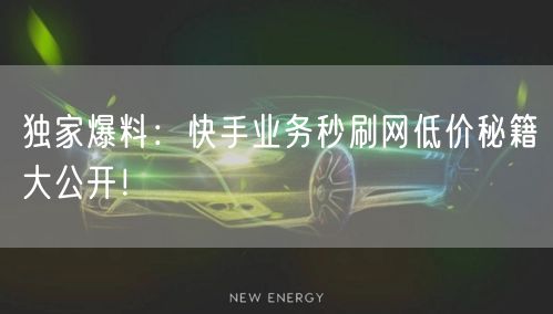 独家爆料：快手业务秒刷网低价秘籍大公开！
