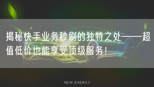 揭秘快手业务秒刷的独特之处——超值低价也能享受顶级服务！
