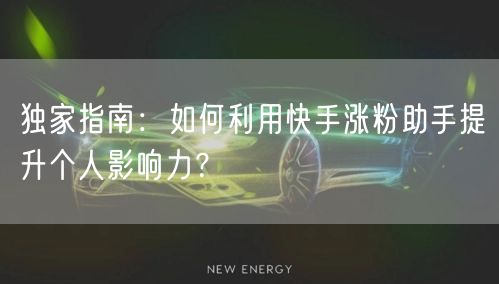 独家指南：如何利用快手涨粉助手提升个人影