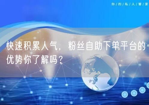 快速积累人气，粉丝自助下单平台的优势你了