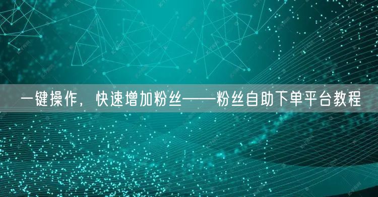 一键操作，快速增加粉丝——粉丝自助下单平