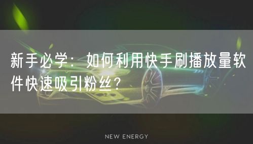 新手必学：如何利用快手刷播放量软件快速吸