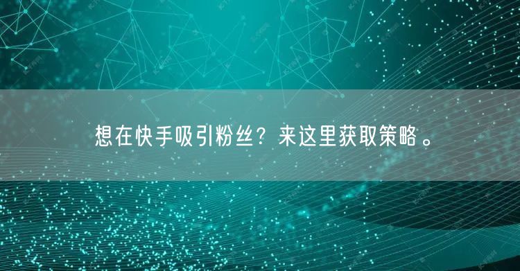 想在快手吸引粉丝？来这里获取策略。