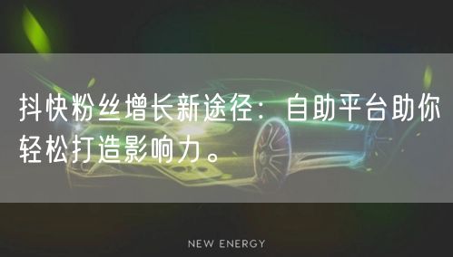 抖快粉丝增长新途径：自助平台助你轻松打造影响力。