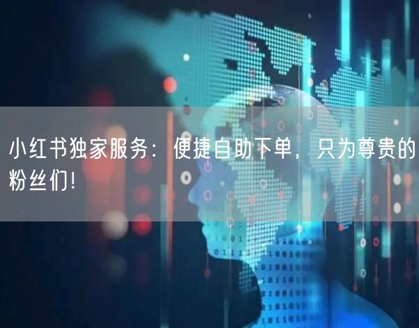 小红书独家服务：便捷自助下单，只为尊贵的