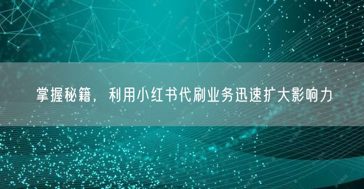 掌握秘籍，利用小红书代刷业务迅速扩大影响力