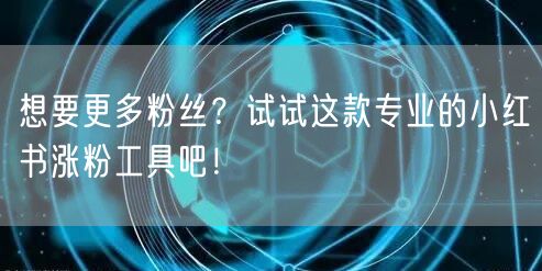 想要更多粉丝？试试这款专业的小红书涨粉工具吧！