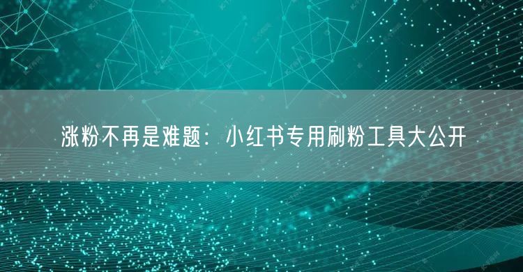 涨粉不再是难题：小红书专用刷粉工具大公开