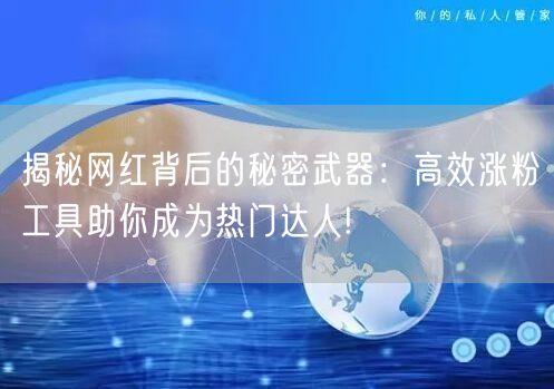 揭秘网红背后的秘密武器：高效涨粉工具助你成为热门达人!