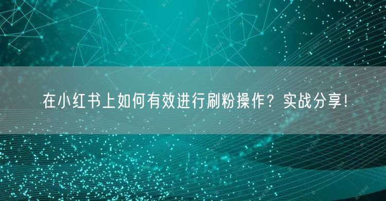 在小红书上如何有效进行刷粉操作？实战分享！