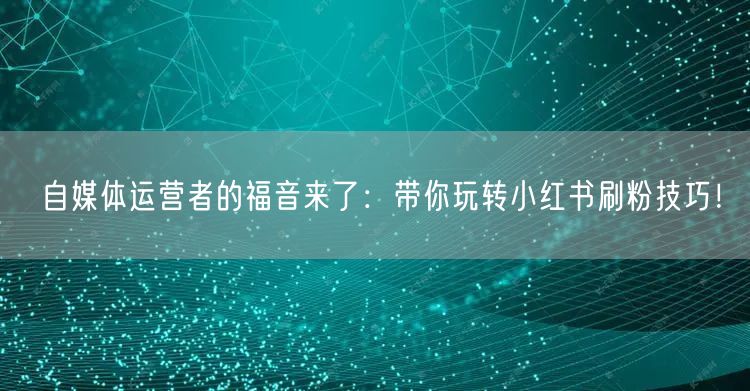 自媒体运营者的福音来了：带你玩转小红书刷粉技巧！