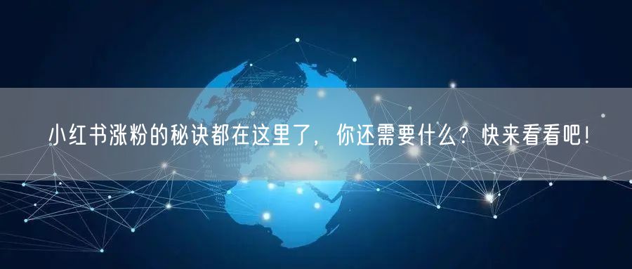 小红书涨粉的秘诀都在这里了，你还需要什么？快来看看吧！