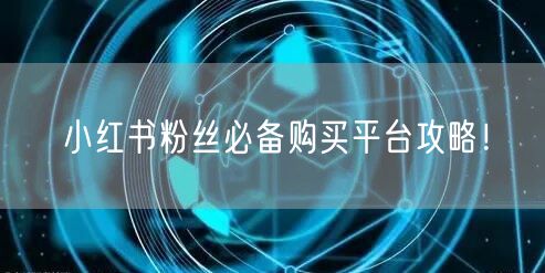 小红书粉丝必备购买平台攻略！