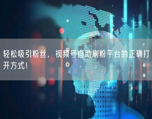 轻松吸引粉丝，视频号自助刷粉平台的正确打开方式！