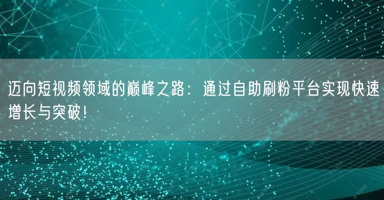 迈向短视频领域的巅峰之路：通过自助刷粉平