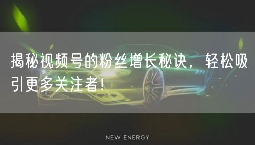 揭秘视频号的粉丝增长秘诀，轻松吸引更多关注者！