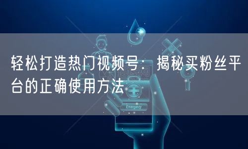轻松打造热门视频号：揭秘买粉丝平台的正确