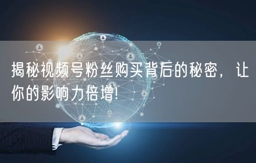 揭秘视频号粉丝购买背后的秘密，让你的影响