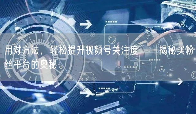 用对方法，轻松提升视频号关注度——揭秘买粉丝平台的奥秘。