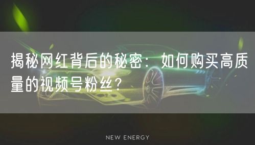 揭秘网红背后的秘密：如何购买高质量的视频号粉丝？