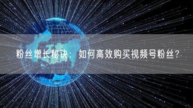 粉丝增长秘诀：如何高效购买视频号粉丝？