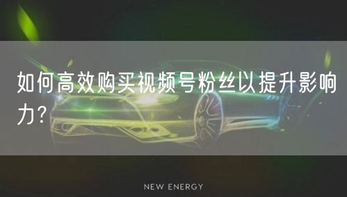 如何高效购买视频号粉丝以提升影响力？