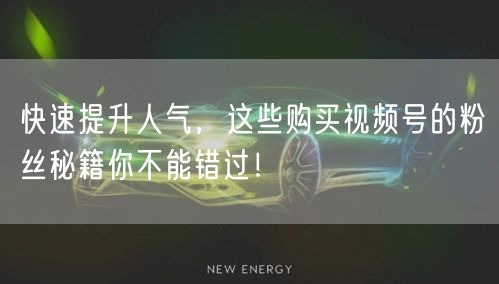 快速提升人气，这些购买视频号的粉丝秘籍你不能错过！
