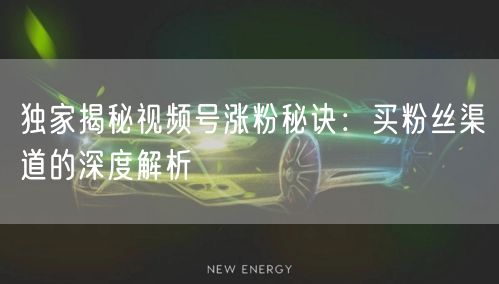 独家揭秘视频号涨粉秘诀：买粉丝渠道的深度