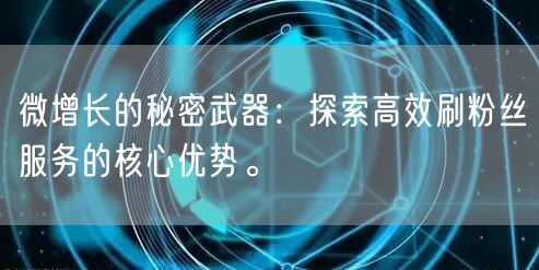 微增长的秘密武器：探索高效刷粉丝服务的核心优势。